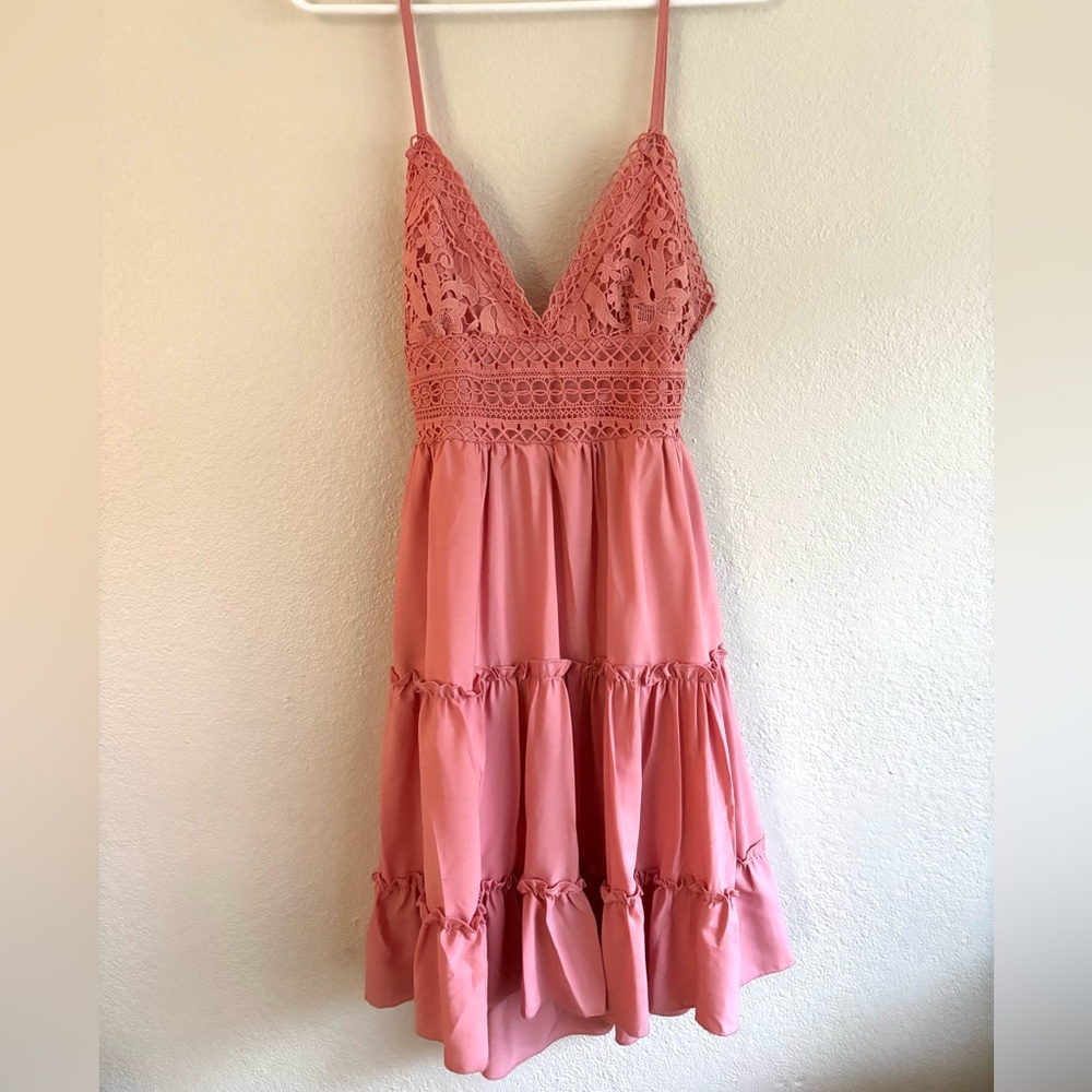 Pink Lace Trim Dress